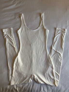 La Seduction White Buttery Soft Tank Jumpsuit Legging Bodycon Minimalist